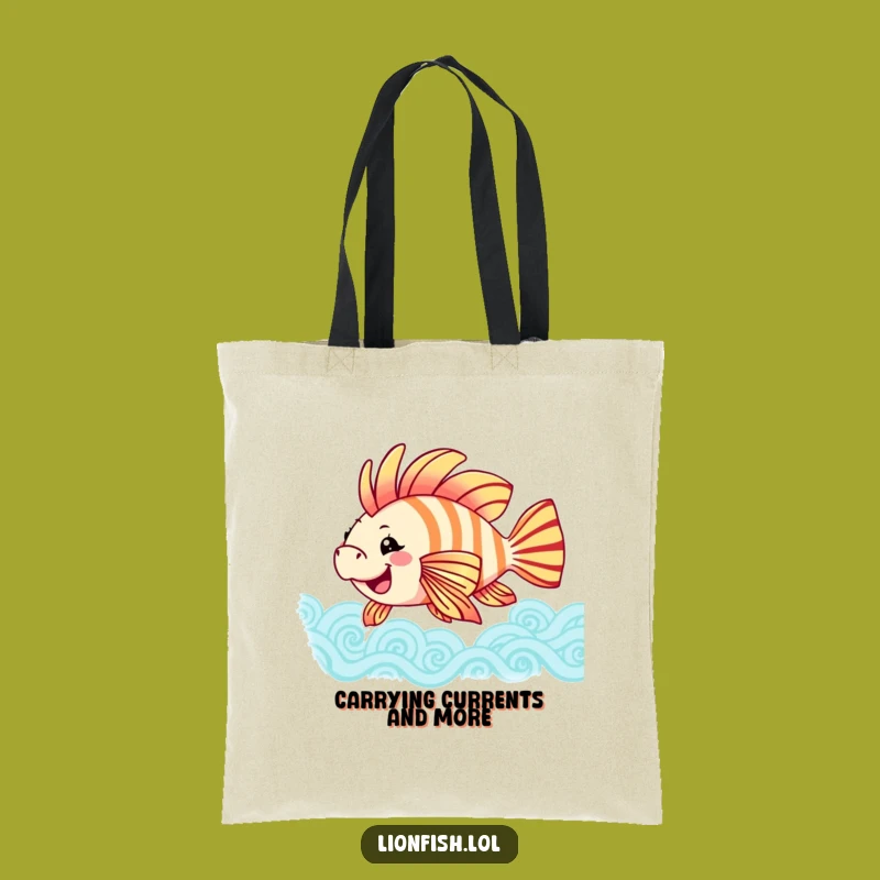 Funny Joyful Lionfish Tote Bag - Carry Your Fun - Ideal Gift