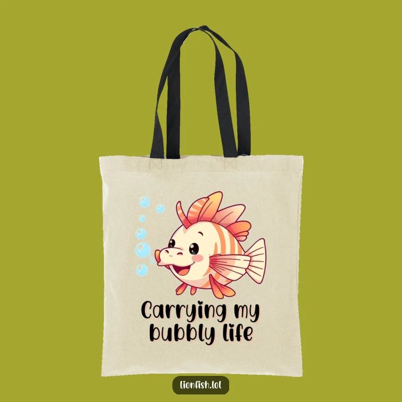 Funny Playful Lionfish Bubble Tote Bag: Carry Your Essentials With Underwater Cheer Gift